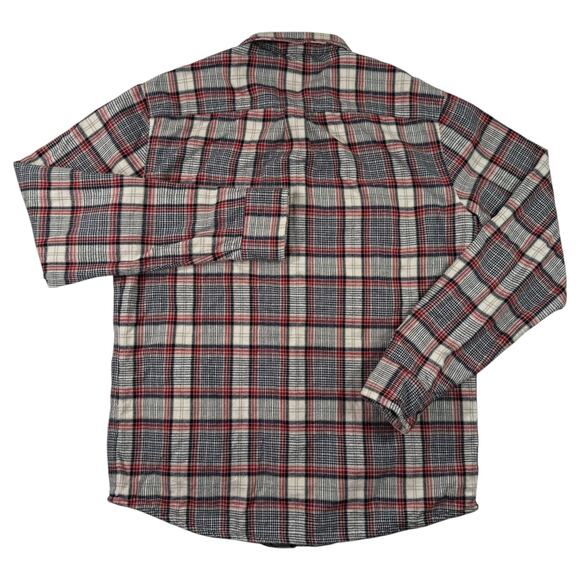 Marine Layer Mens Medium Red Gray Plaid Long Sleeve Flannel Overshirt - Picture 11 of 11